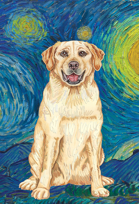 Yellow Labrador- Tomoyo Pitcher Van Gogh Garden Flag