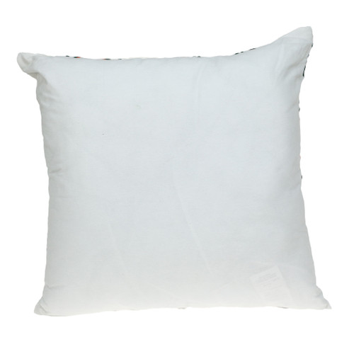 22" Green and White Cotton Throw Pillow with Embroidery