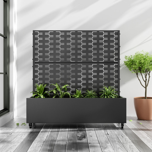 47" X 47" Black Galvanized Metal Rectangular Planter Box