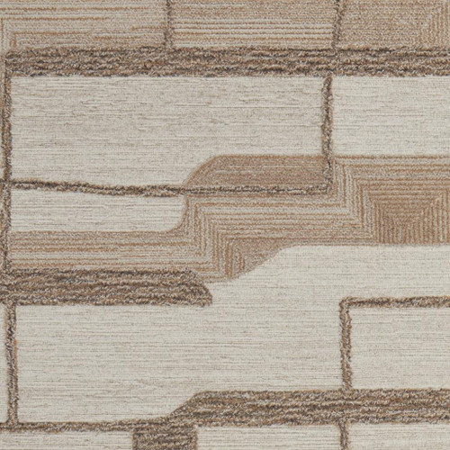 8' X 10' Brown Tan And Ivory Wool Geometric Hand Tufted Area Rug