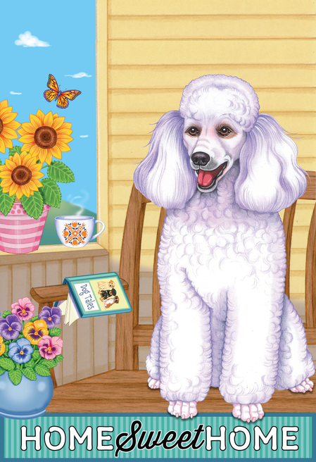 Poodle White- Tomoyo Pitcher Home Sweet Home Garden Flag