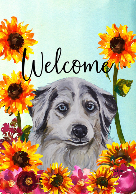 Australian Shepherd - Hippie Hound Studios Welcome  House and Garden Flags