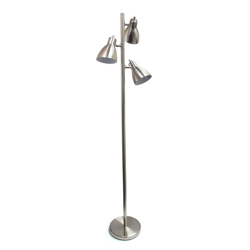 64" Nickel Metal Floor Lamp With Nickel Metal Cone Shade