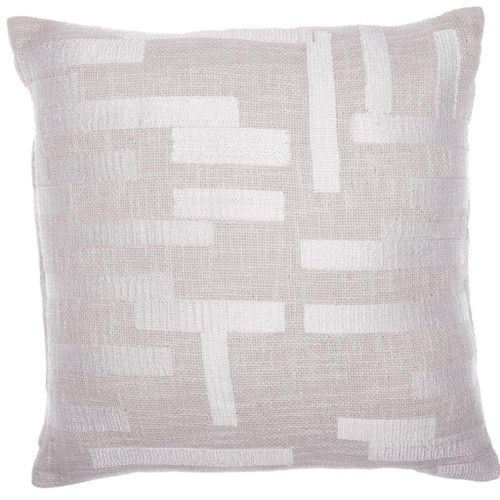 24" Ivory And Vanilla Geometric Cotton Blend Throw Pillow