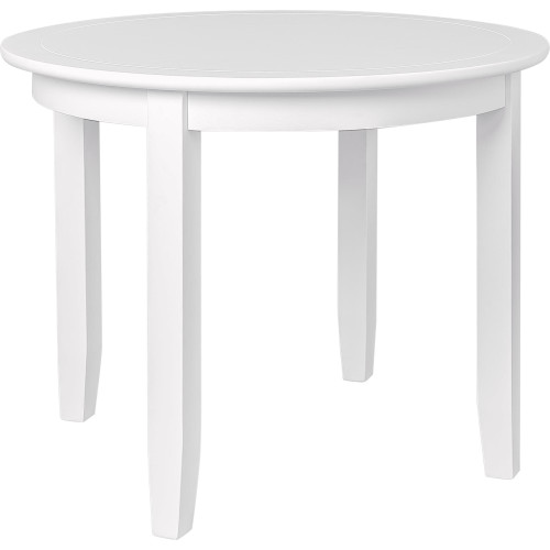 Five Piece White Wood Dining Set with Four Chairs