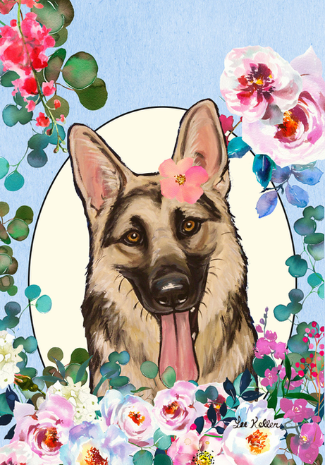 German Shepherd - Hippie Hound Studios Spring  House and Garden Flags