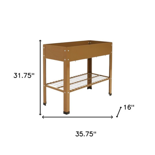 36" X 16" Brown Rectangular Raised Garden Bed