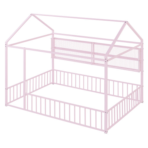 Pink Metal Full House Bed