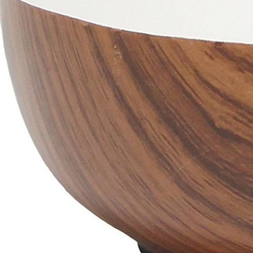 12" Dark Brown Ceramic Round Table Lamp With White Drum Shade