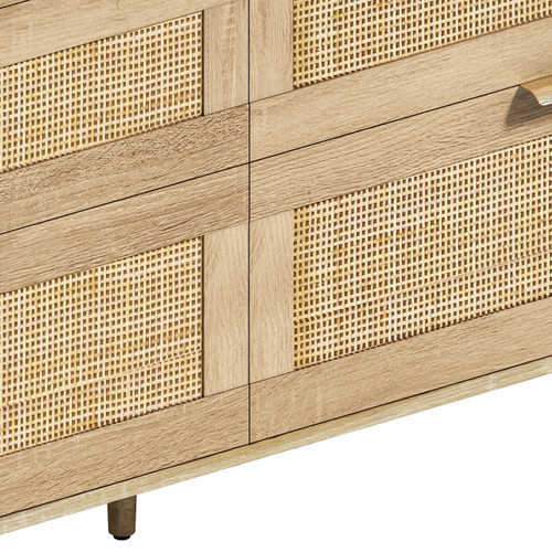 59" Brown Wood Accent Cabinet With Six Drawers