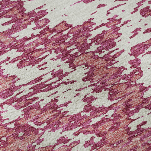 8' Blush And Ivory Abstract Washable Round Rug With UV Protection
