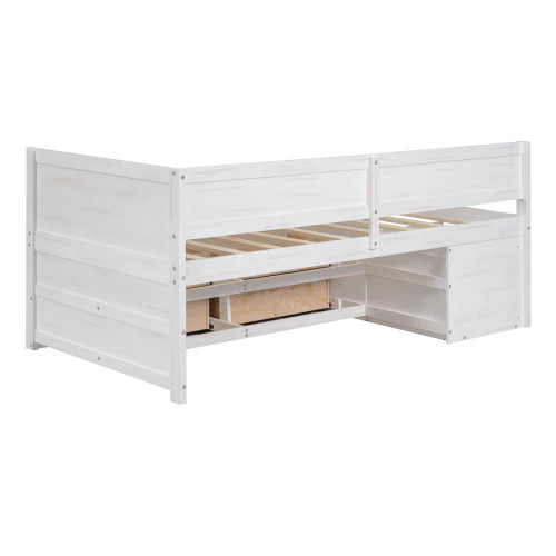White Wood Twin Day Bed With Drawers