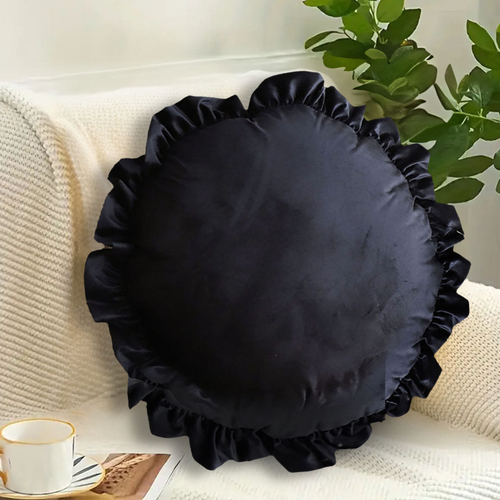 Butterfly Vintage Lotus Leaf Edge Round Throw Pillow
