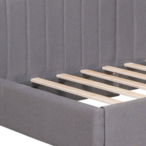 Gray Tufted Upholstered Twin Day Bed With Drawers