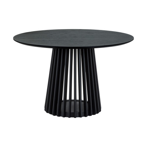 Five Piece Black Round Wood Dining Set with Four Chairs