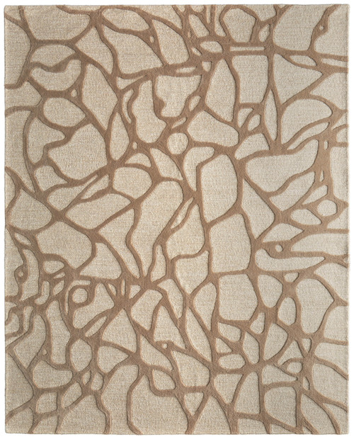 9' X 12' Blue And Ivory Wool Abstract Hand Tufted Area Rug