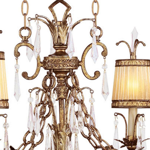 Gold Six Light Metal Dimmable Chandelier With Shades