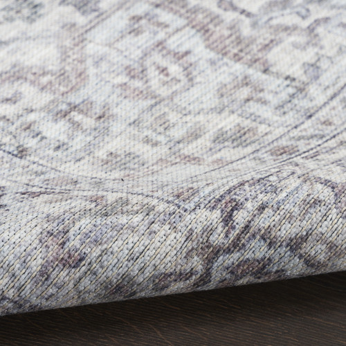 12' Gray Floral Distressed Runner Rug