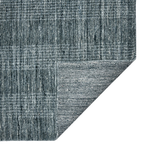 10' X 14' Blue And Ivory Wool Plaid Hand Woven Area Rug
