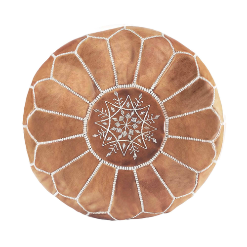 STUFFED leather Moroccan Ottoman pouf