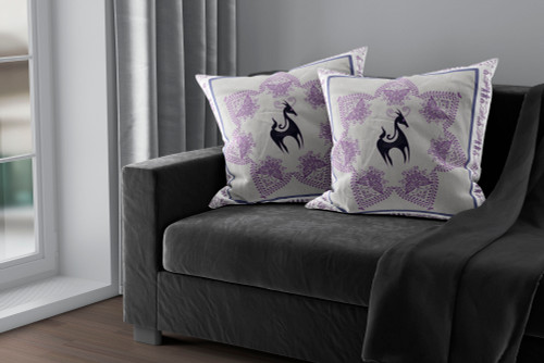 Set of Two Black Gray And Pink Horse Indoor Outdoor Throw Pillow