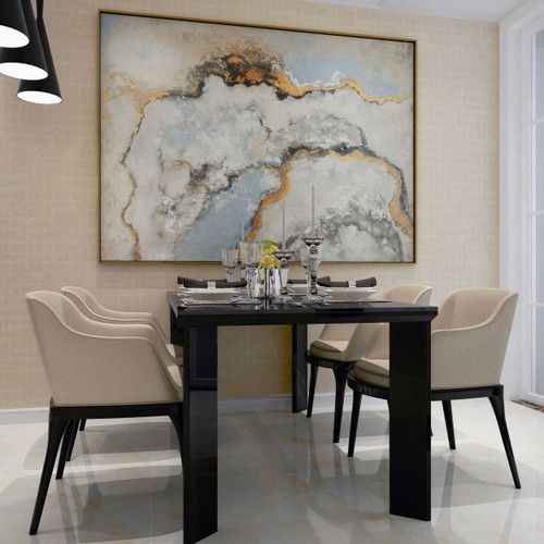 Alliette And Hand Painted Canvas Hand Painted Gold Floater Frame Wall Art