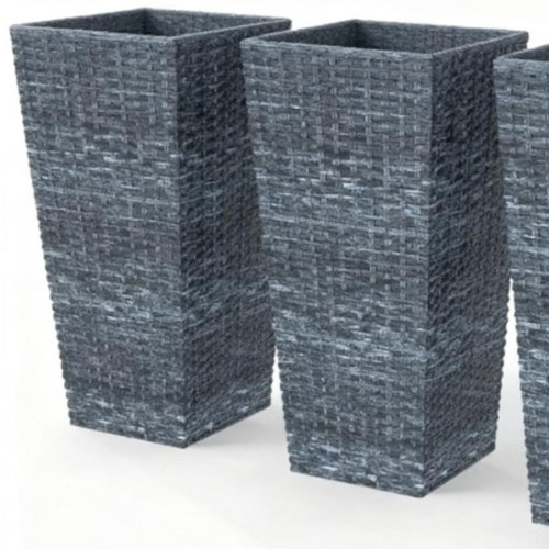 Set of Three Light Gray Recycled Plastic Rectangular Planter Box