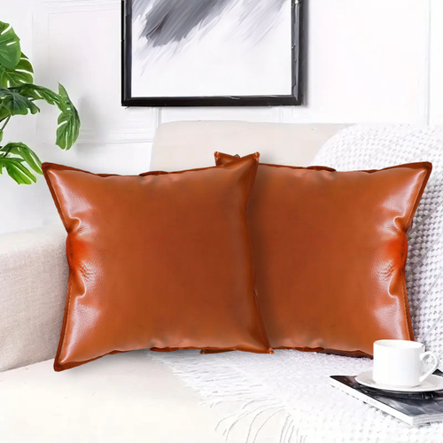 Light Luxury Urban Simulated Leather Wide Edge Throw Pillow