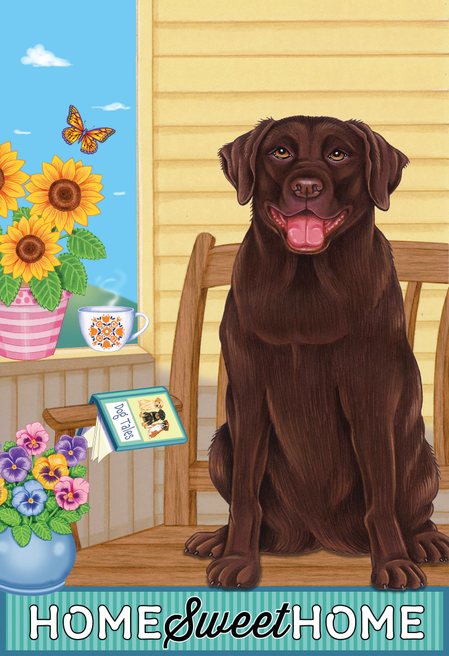 Chocolate Labrador - Tomoyo Pitcher Home Sweet Home Outdoor Flag