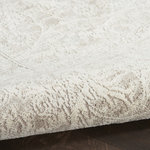 8' Ivory And Beige Floral Distressed Non Skid Runner Rug
