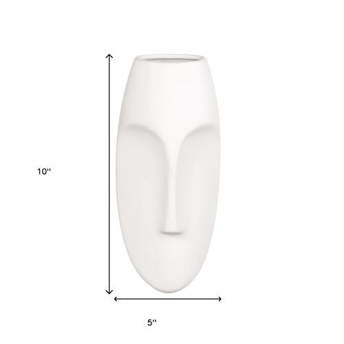 10" White Mod Abstract Face Ceramic Wall Decor