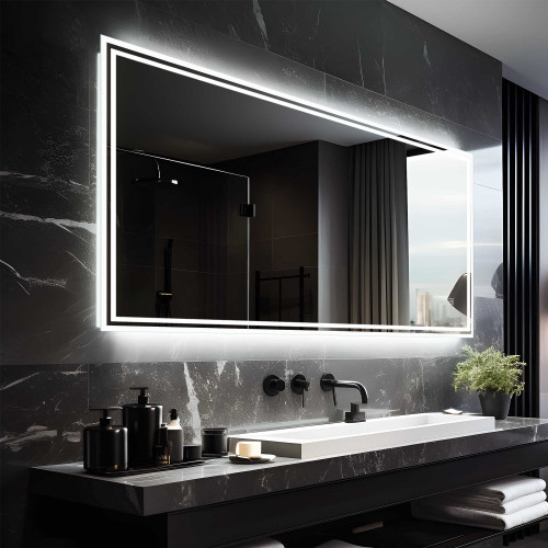 47" Clear Lighted Unframed Bathroom Vanity Mirror