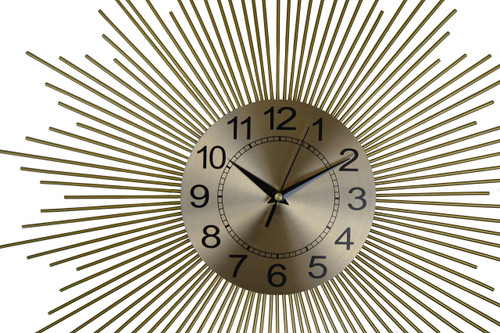 20" Gold And Black Metal Silent Analog Sunburst Wall Clock
