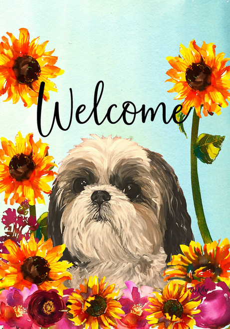 Shih Tzu - Hippie Hound Studios Welcome Garden Flag