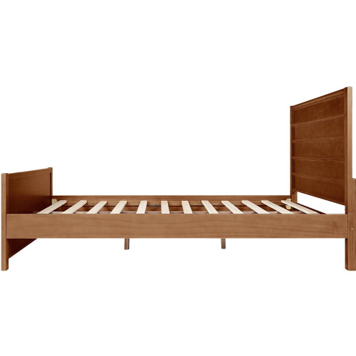 Brown Shiplap Texture Solid Wood King Bed Frame With Drawers