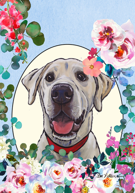 Labrador Yellow/White - Hippie Hound Studios Spring  House and Garden Flags