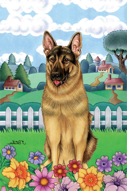 German Shepherd - Tomoyo Pitcher Spring Garden Flag