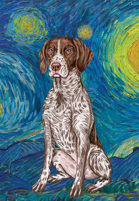 German Shorthair Pointer - Tomoyo Pitcher Van Gogh Garden Flag