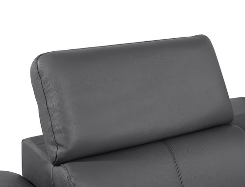 169" Dark Gray Top Grain Leather Reclining Metal USB Sofa