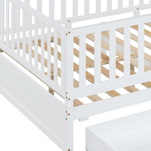 White Wood Full Day Bed With Drawers