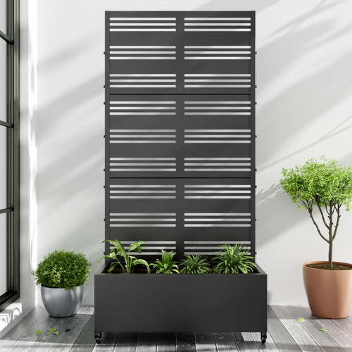 71" X 35" Black Galvanized Metal Rectangular Planter Box