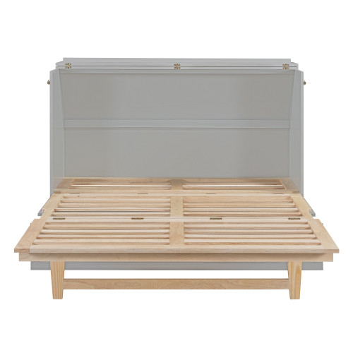 Gray Wood Queen Murphy Bed With Drawers