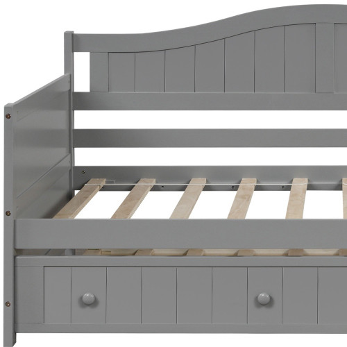 Gray Wood Twin Day Bed With Trundle