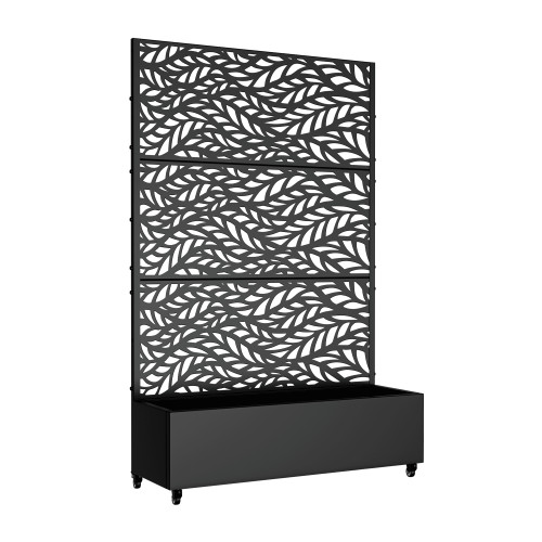 47" Black Metal Indoor Outdoor Rectangular Planter Box