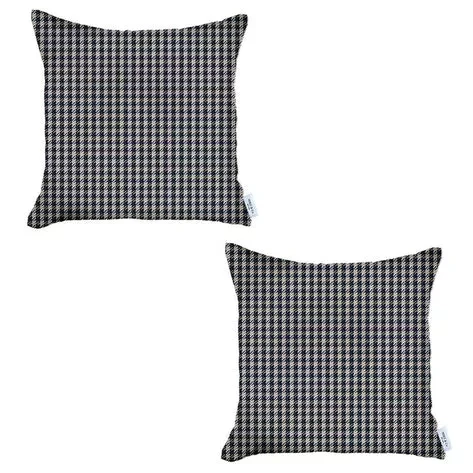 Boho-Chic Houndstooth Jacquard Throw Pillow Covers