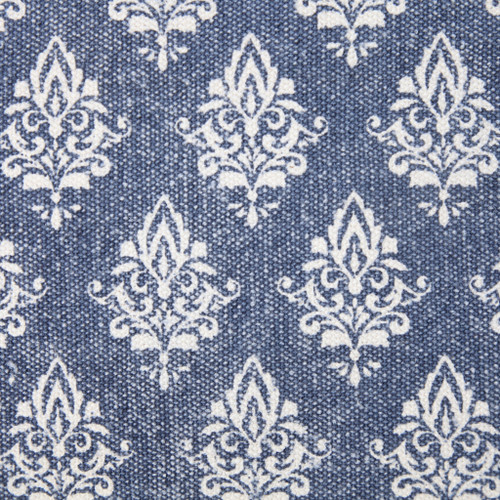 20" Blue And White Damask Cotton Throw Pillow