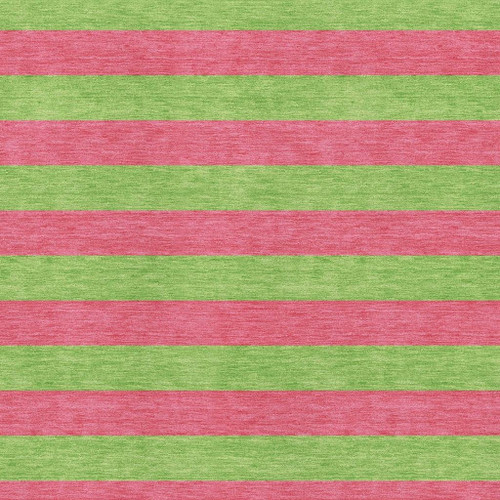10' X 14' Blush And Green Striped Washable Area Rug With UV Protection