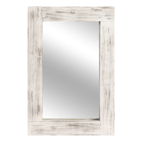 36" White Solid Wood Framed Accent Mirror
