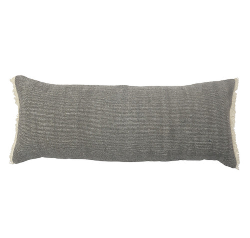 14" X 36" Gray Lumbar Cotton Throw Pillow Cover