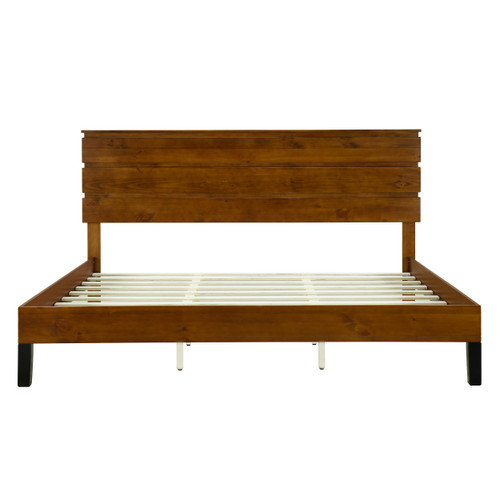 Brown Wood King Bed Frame